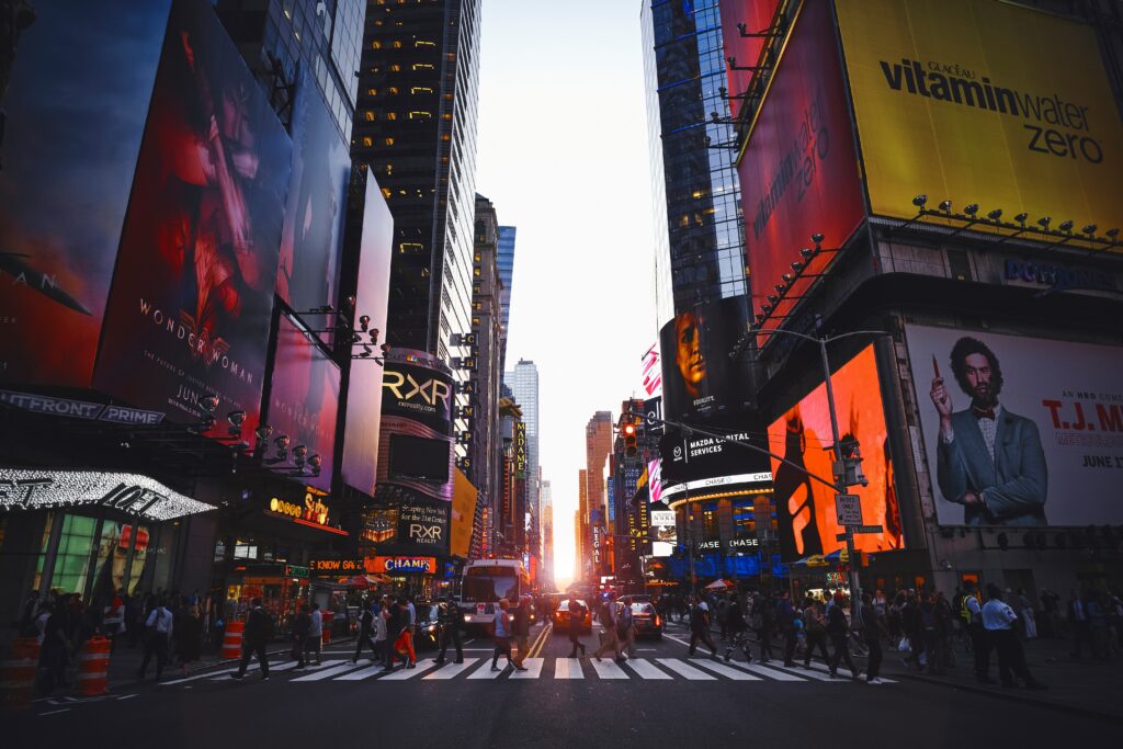 City Lights at Night in New York City.