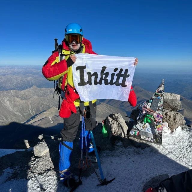 At Inkitt, we're always reaching new heights... literally. Just ask Mikhail Goriachkin, our Mobile App Developer on our Engineering team, who recently climbed Mount Elbrus, Russia, the largest peak in Europe. ⛰️

"I started preparing for the climb five months ago. The climbing process itself lasted eight days.  The goal was to reach its western peak (5,621 meters)", Mikhail recounted to his teammates after achieving this incredible goal. The ascent took place the night of August 27th- 28th and took 11 hours to complete. 

Along the way, Mikhail encountered stunning waterfalls, furry wildlife friends, and  breathtaking views that he shared through these fantastic photos. We are SO proud of him for this incredible achievement, and we were thrilled to have been represented at the peak of the journey! Cheers to you, Mikhail, for always going above and beyond!👏